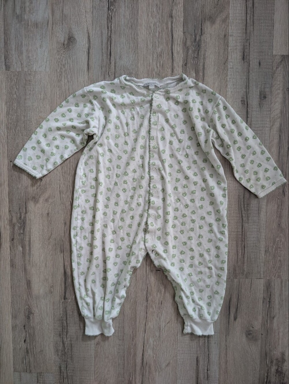 Kissy Kissy White and Light Green Frog Print Sleeper, 18-24m (V8)